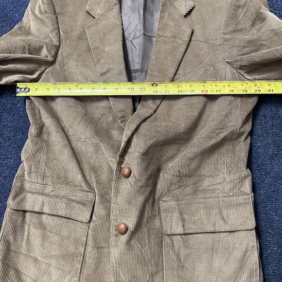 WGT By Farah Blazer Mens 42 Beige Corduroy Elbow Patch Sport Coat Jacket Casual - Picture 9 of 13